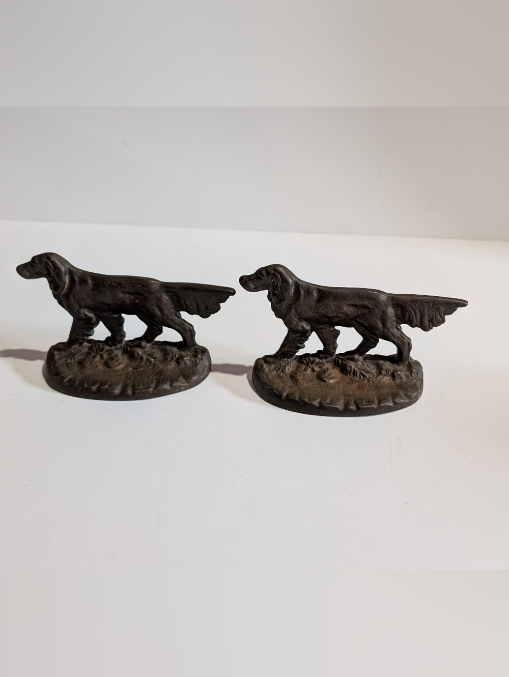 Vtg Cast Metal Set Of 2 Irish Setter Dogs Hunting Pointer Bookends